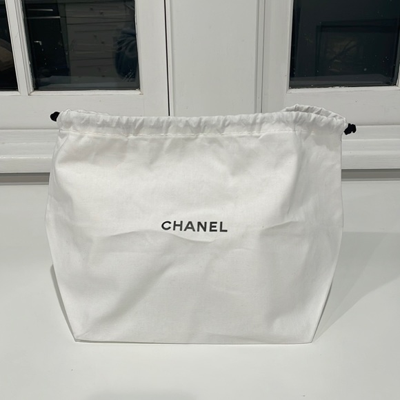 Large Chanel Makeup Pouch. White with black drawstring. Cotton. NWOT - Picture 2 of 7